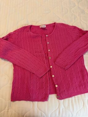 Pierre Cardin Hot Pink Cable Knit Button-Front Cardigan